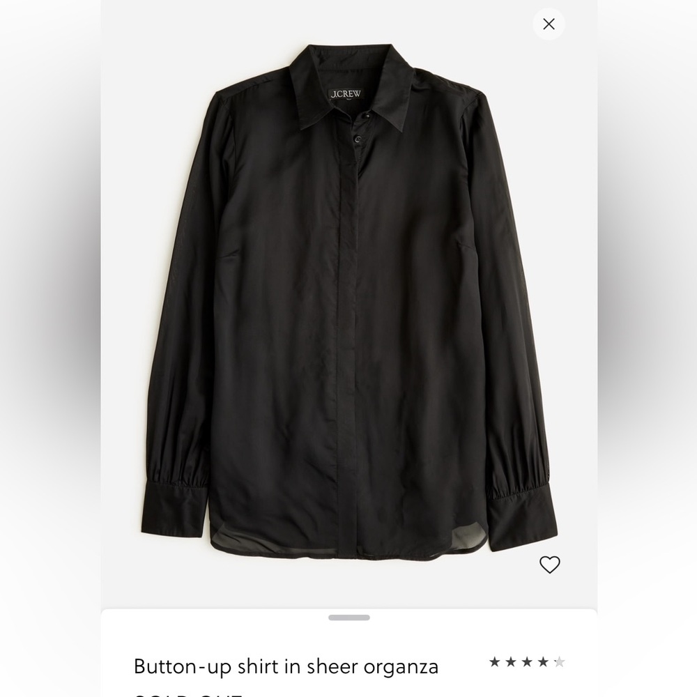 J.Crew Black Sheer Button-Up Blouse